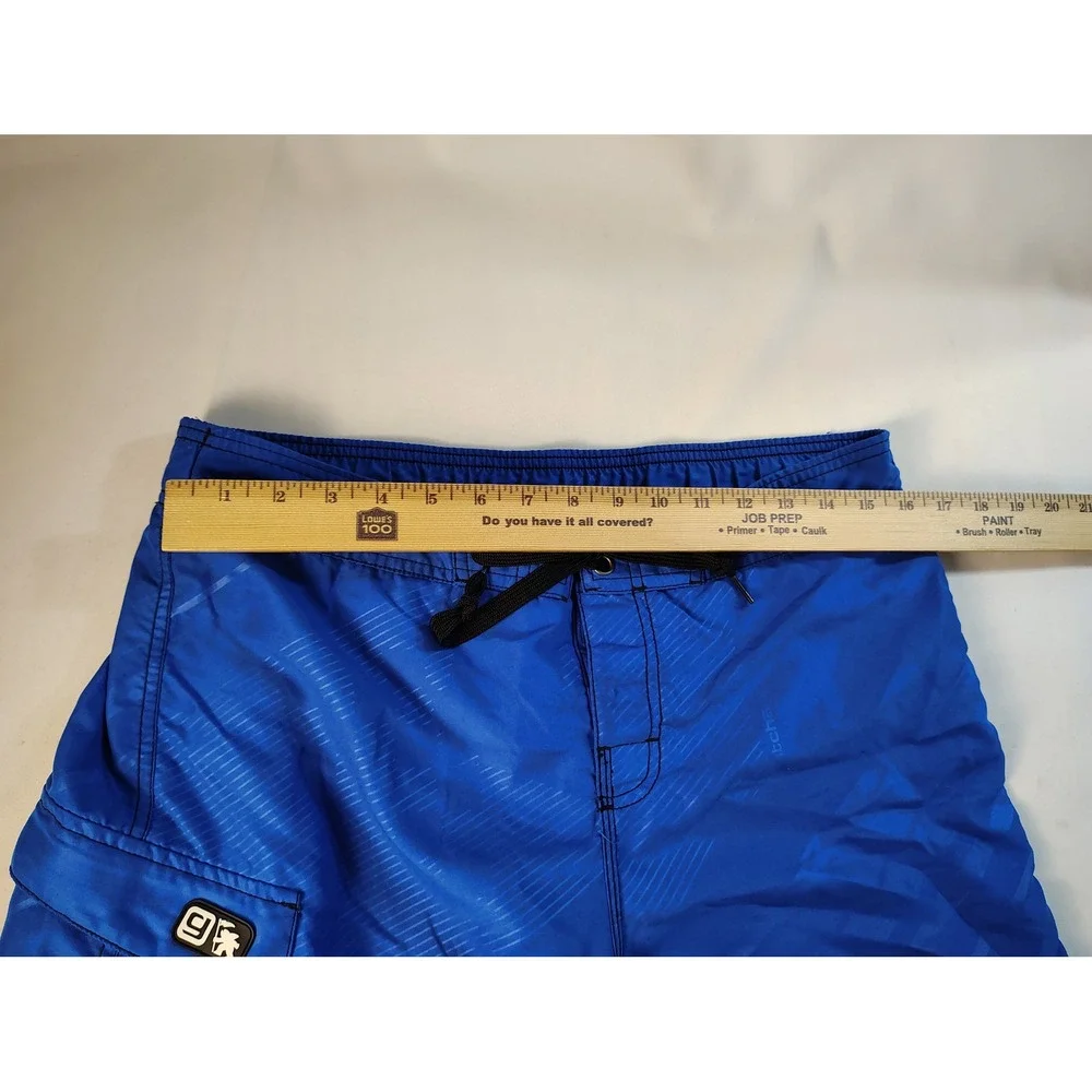 Vintage Gotcha Surf Board Shorts Blue Striped Cargo Pocket Mesh Lined Men's Sz M